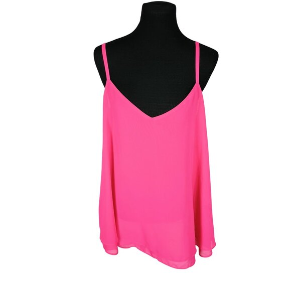 Torrid Womens Bright Pink Adjustable Strap Camisole Top Size 2 Sheer Lightweight - Picture 1 of 7